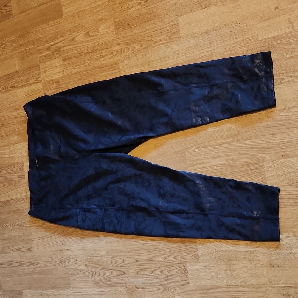 Lilly Pulitzer Luxletic Onyx Metallic Print Black Leggings Size XL